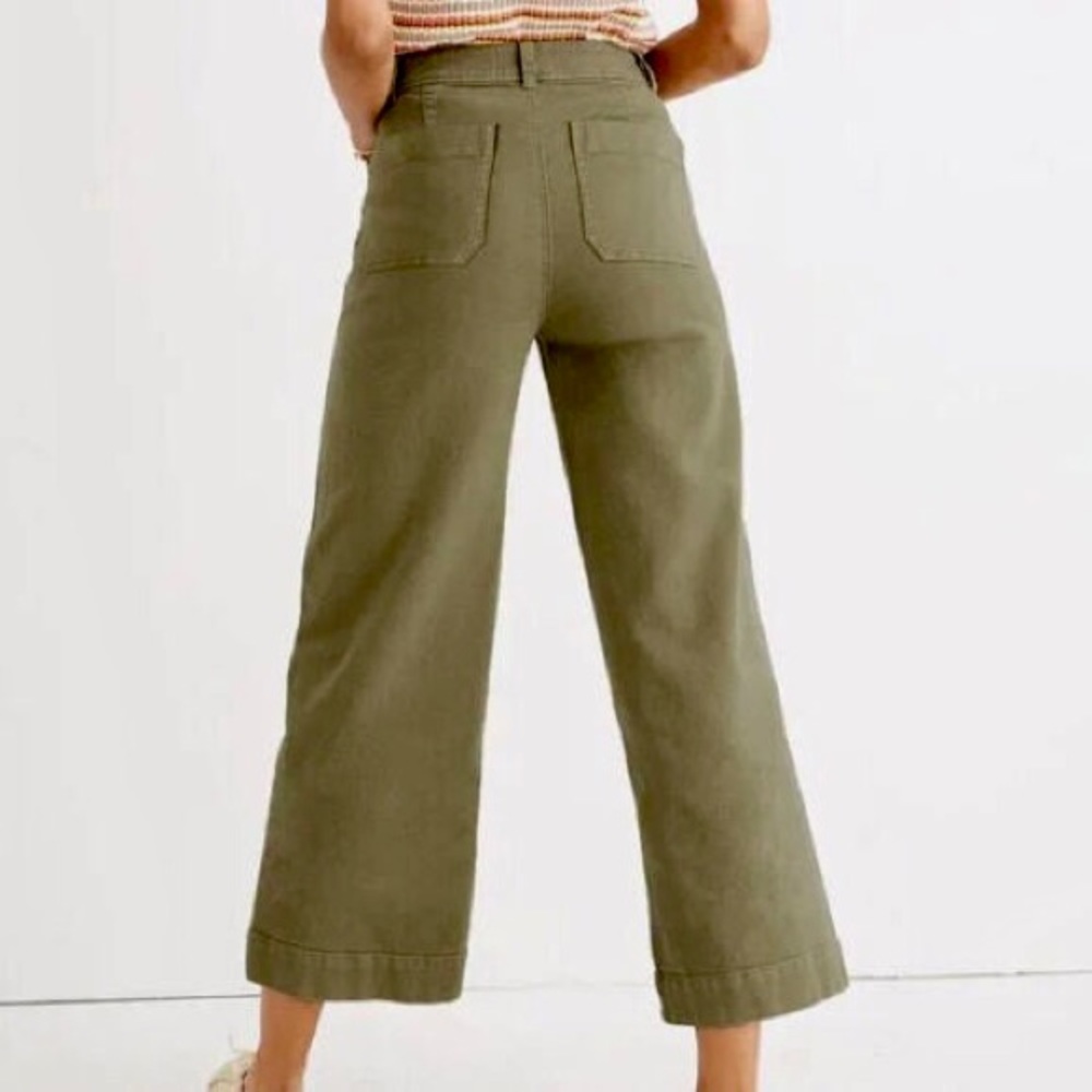 Madewell Emmett Wide Leg Crop Pants in Army Green